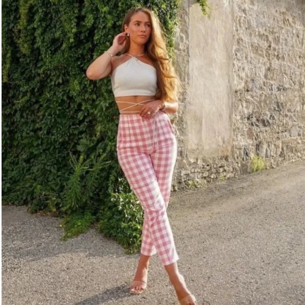Zara pink plaid pants